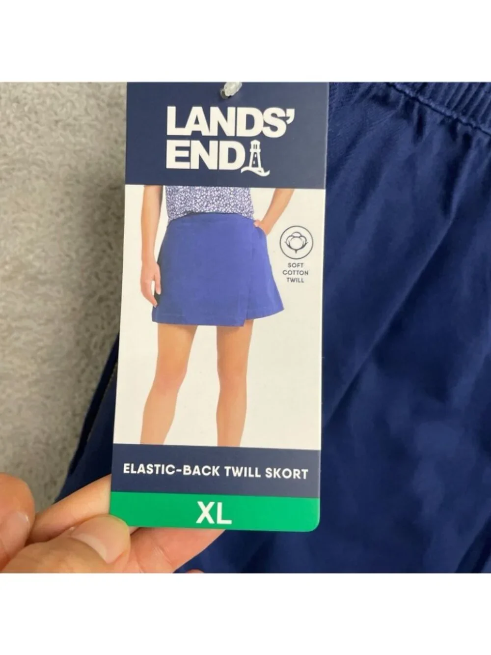 NWT Lands' End Women's XL Elastic-Back Twill Wrap Skorts Soft Cotton Navy  B0932
